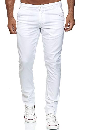 Elara Herren Chino Hose Slim Fit Stretch Chunkyrayan MEL009-Weiß-33/34