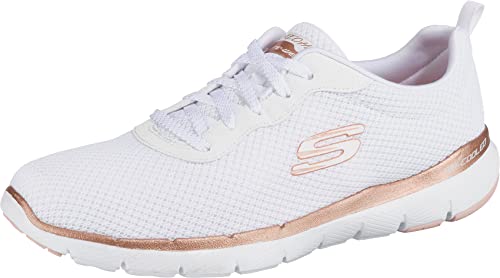 Skechers Damen Flex Appeal 3.0 First Insight Sneaker, White Mesh Rose Gold Trim, 39 EU