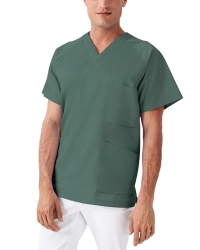 CLINIC DRESS Schlupfkasack - Kasack Herren bunt für Pflege und Altenpflege dunkelgrün 3XL