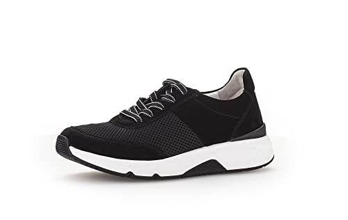 Gabor Damen Low-Top Sneaker, Frauen Halbschuhe,Wechselfußbett,Laufschuhe,schnürschuhe,schnürer,Plateausohle,Sportschuhe,schwarz,40.5 EU / 7 UK