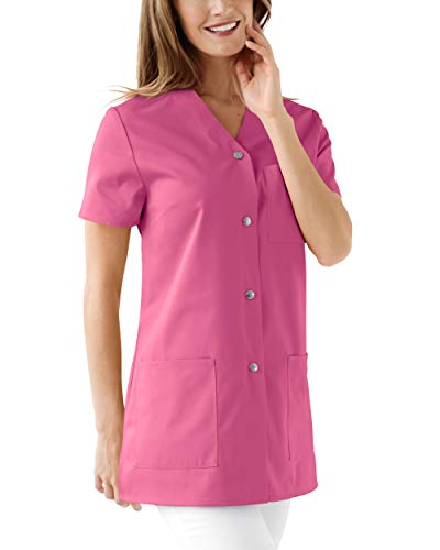CLINIC DRESS Kasack Damen V-Ausschnitt 1 Brusttasche 2 Seitentaschen Seitenschlitze 60 Grad Wäsche Rosenholz 34