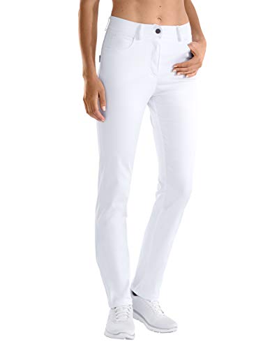 CLINIC DRESS Hose - Damen Stretch Hose 5-Pocket mit Teilgummibund, hoher Bund, Schrittlänge ca. 78 cm weiß 42