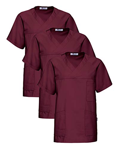 CLINIC DRESS Schlupfkasack - 3er Pack Herren Kasack V-Ausschnitt 95 Grad Wäsche SPARPACK Bordeaux 4XL