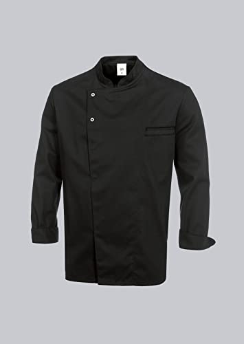 BP Gourmet 1547-400-32 Kochjacke - Langarm - 65% Polyester, 35% Baumwolle - Druckknöpfe aus Edelstahl - Normale Passform - Größe: L - Farbe: schwarz