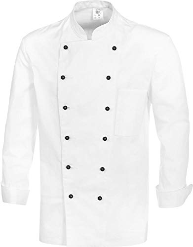 BP Gourmet 1500-130-21 Kochjacke (Kugelknöpfe nicht inbegriffen) - Langarm - Normale Passform - Größe: 60 - Farbe: weiß