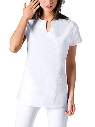 CLINIC DRESS Schlupfkasack Kasack Damen für Krankenpflege und Altenpflege 95 Grad Wäsche weiß S