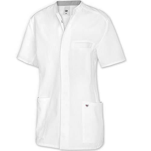 BP Med Tunics 1743-435-21 Kasack für Herren - Kleiner Stehkragen - 50% Baumwolle, 50% Polyester - Normale Passform - Größe: L - Farbe: weiß
