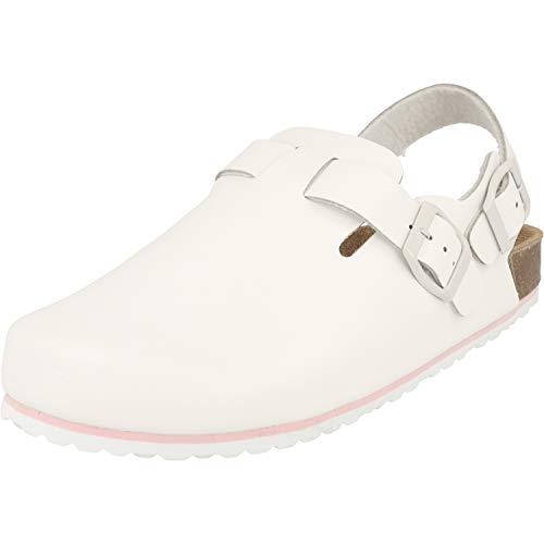 Supersoft 276-132 Damen Schuhe geschlossene Leder Clogs Weiß Arzthelfer Ärzte (Numeric_39)