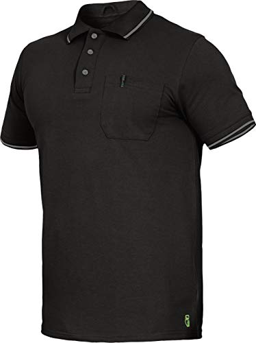 Flex-Line Polo-Shirt Arbeitspolo mit Brusttasche (L, Schwarz)