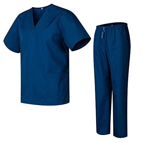 Medical Uniformen Unisex mit Jacke und Hose - Sanitäruniformen - XXL, Navy blau