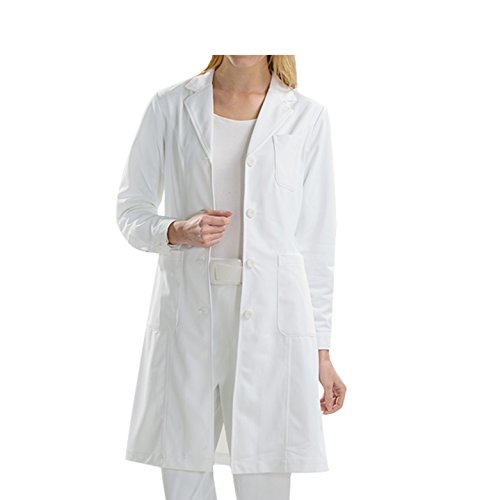 BSTT Damen Laborkittel Weiß Arbeitskleidung Uniformen Neue verbesserung Geknöpfte Ärmel dünnes S