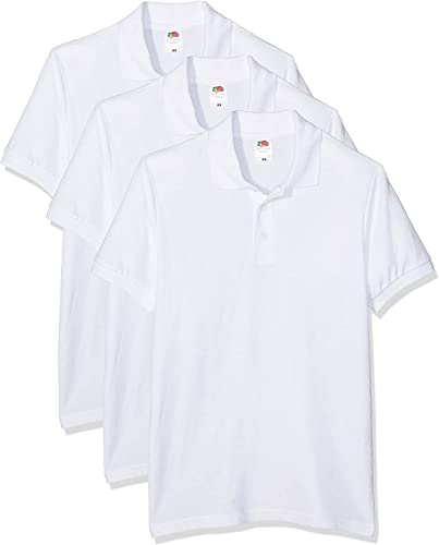 Fruit of the Loom Herren 65/35 Polohemd, weiß, XL (3er Pack)