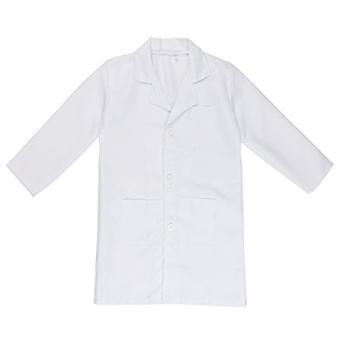 Alvivi Unisex Kinder Laborkittel Baumwolle Arzt Ärztin Labor Kittel Mantel Arztkittel Cosplay Halloween Karneval Fasching Verkleidung Weiß 110-116/5-6 Jahre