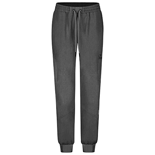 B-well Ricci Medizinische Schlupfhose Jogger 7 Taschen mit elastischem Bund und Gesäßtaschen Krankenhaus Uniformhose Anti-Falten mit Elasthan (Graue Melange, M)