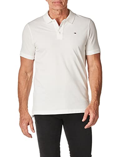 Tommy Jeans Herren Original Fine Pique Polo Shirt, Weiß (Classic White 100), L EU