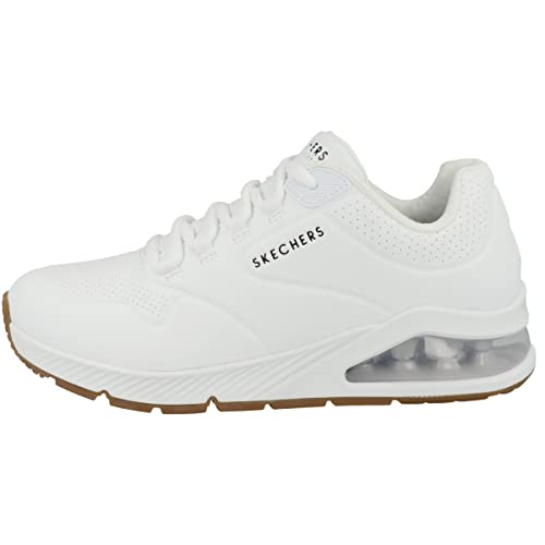 Skechers Damen UNO 2 AIR Around You Sneakers, White Duraleather/Mesh Trim, 41 EU