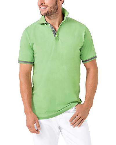 CLINIC DRESS Shirt Polo Herren 1/2 Arm - Regular Fit Polokragen 95% Baumwolle mit Stretch, für Pfleger, Ärzte und Pflegepersonal apfelgrün/dunkelgrau Melange XL
