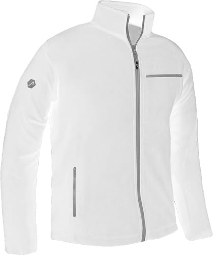 ACE Fleece-Jacke - warme Outdoor-Jacke für Männer - Herren-Jacke ohne Kapuze - Reißverschluss & drei Taschen - Weiß - L