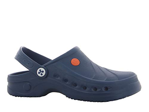 Oxypas Komfortabler Clog für Damen - Leichter Sicherheitsschuh für Herren, ideal für Krankenhaus, Küche oder Garten, rutschfester und stoßdämpfender Pflegeschuhe, Sonic Marine Blau, EU 45/46