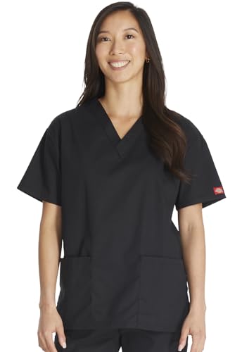 Dickies Damen EDS Signature Scrubs 86706 Missy Fit Oberteil mit V-Ausschnitt Medizinisches Schlupfhemd, Blickdicht, Schwarz, XL