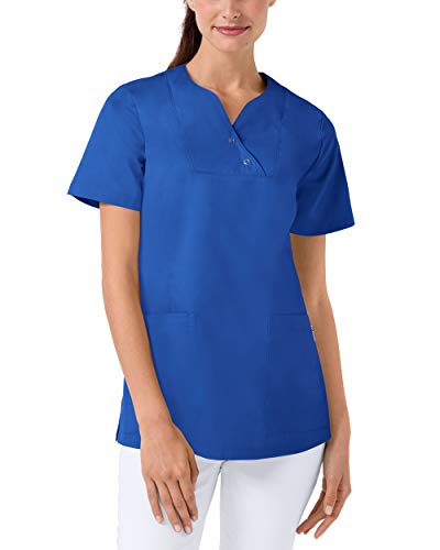 CLINIC DRESS Schlupfkasack Damen-Kasack mit extra Mehrweite im Hüftbereich Curvy Schnitt 2 Seitentaschen Seitenschlitze 95 Grad Wäsche königsblau 58