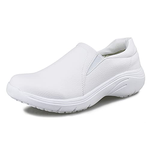 Hawkwell Damen Leichte Komfort Krankenschwester Schuhe rutschfeste Stillschuhe,Weiß EU 42