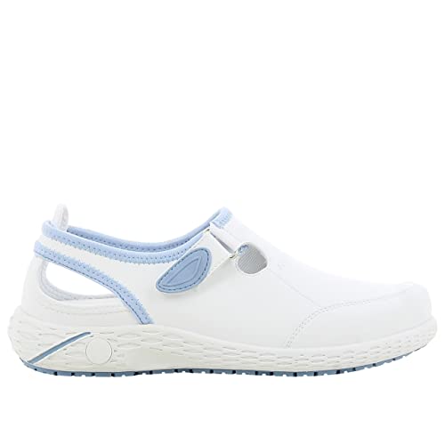 SAFETY JOGGER Arbeitsschuhe Damen Oxypas - LINA - Leichter, Bequemer Sicherheitsschuh mit Klettverschluss, ideal für Pflege, Küche oder Innenbereich, rutschfest, 38 EU Blau