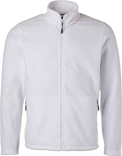 James & Nicholson Herren Fleece Jacke, Weiß (White), Large