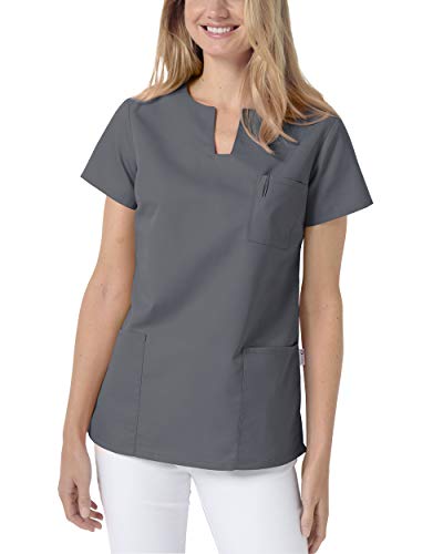 CLINIC DRESS Schlupfkasack Kasack Damen für Krankenpflege und Altenpflege 95 Grad Wäsche steingrau XXL