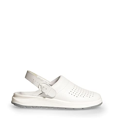 ABEBA 87020 - Unisex Schuhe - ACTIVE Clog SRC - Perforiertes Design - EU 39 - Weiß - Futtermaterial: Stoff - Mit Schnallenverschluss