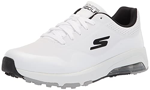 Skechers 214015, Zapatillas Hombre, Weißes Kunstleder/Schwarzer Besatz, 42,5 EU