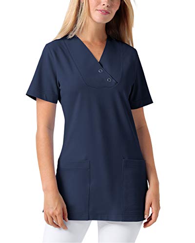 CLINIC DRESS Longshirt Damen V-Ausschnitt 60% Baumwolle Navy S