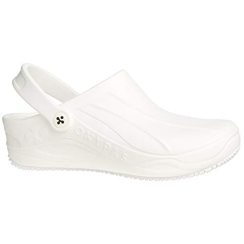 Oxypas Safety Jogger Clogs für Damen - Smooth - Leichter Arbeitsschuh für Herren, ideal für Krankenhaus, Küche oder Garten, Weiß, Größe EU 37