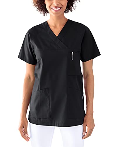 CLINIC DRESS Schlupfkasack Kasack Damen für Krankenpflege und Altenpflege 50% Baumwolle 95 Grad Wäsche schwarz XL