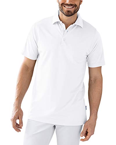 CLINIC DRESS Shirt Polo Unisex 1/2 Arm - gerade Form Polokragen 60% Baumwolle, für Krankenschwestern, Pfleger, Ärzte und Pflegepersonal weiß M