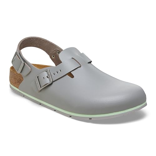 BIRKENSTOCK Tokio Pro Leder Clogs - Hochwertige Unisex Freizeit- und Berufsschuhe für Medizin, Gastronomie und Service, Farbe: Grey, Gr: 39 Schmal
