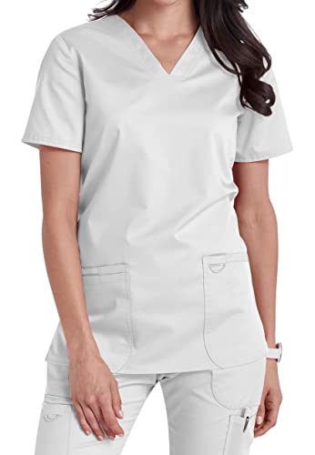 V-Neck Top with Badge Loop (M, Weiß [White])