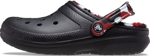 Crocs Classic Lined Camo Clog Pantoletten/Clogs Herren Schwarz/Rot - 39/40 - Pantoletten/Clogs Shoes