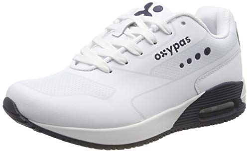 Oxypas Safety Jogger Arbeitsschuhe Herren 46 EU - Justin - Ultraleichter Arbeitssneaker, Rutschfester Sicherheitstrainer, ideal für Krankenhaus-, Gesundheits-, Küchen- und Reinigungspersonal, Blau