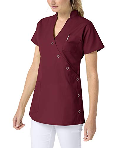 CLINIC DRESS Kasack Damenkasack für Krankenpflege und Altenpflege mit Brusttasche Mischgewebe 95° Wäsche Bordeaux 38