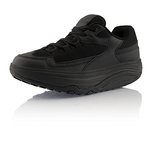 Fusskleidung® Damen Sneaker Abrollsohle Sportschuhe leichte Gesundheitsschuhe Schwarz EU 36