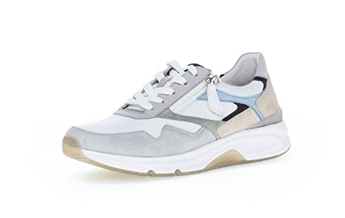 Gabor Damen Low-Top Sneaker, Frauen Halbschuhe,Wechselfußbett,Strassenschuhe,Sportschuhe,Freizeitschuhe,Weiss/ltgrey/Pino k,40 EU / 6.5 UK