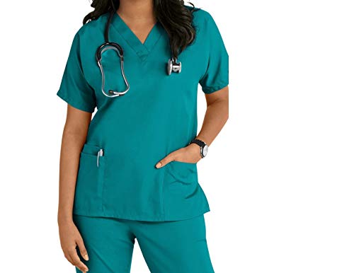 Krankenschwestern, Kosmetikerin, Tierarzt-Tuniken, Uniform für Krankenschwestern, Größe S - 3XL Gr. Small, blaugrün