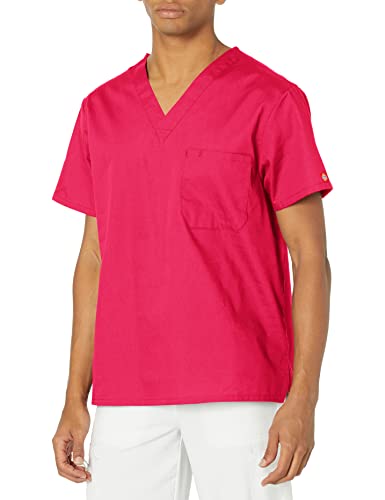 Dickies Herren Unisex Scrubs Top mit V-Ausschnitt Medizinisches Schlupfhemd, hot pink, XX-Large