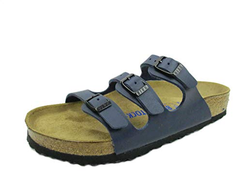 Birkenstock Classic Damen Florida Birko-Flor Softfootbed Pantoletten, Blau (Blau), 39