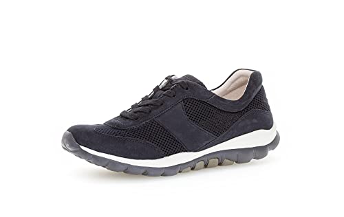 Gabor Damen Low-Top Sneaker, Frauen Halbschuhe,Wechselfußbett,Freizeitschuhe,Turnschuhe,Laufschuhe,schnürer,nightbl.(S.w/blau),39 EU / 6 UK