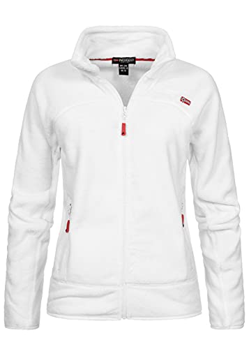 Geographical Norway Upaline Lady - Fleece Fine Frauen Warm Fermetur Zip - Jacke Herbst Winter Frühling Warm Frauen - Long Sleeve Pullover Pelz Weich Komfort Outdoor (Weiss weiss L-Größe 3)