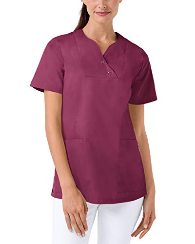 CLINIC DRESS Schlupfkasack Damen-Kasack mit extra Mehrweite im Hüftbereich Curvy Schnitt 2 Seitentaschen Seitenschlitze 60 Grad Wäsche Berry 48