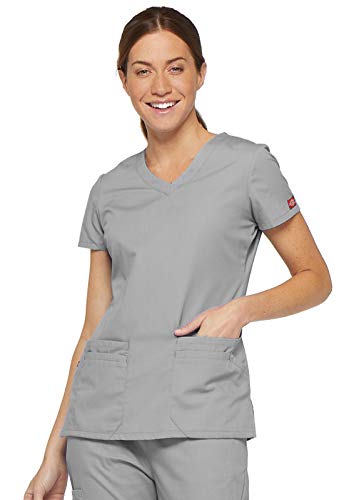 Dickies Damen Mehrere aufgesetzte Taschen Medizinisches Schlupfhemd, grau, Groß