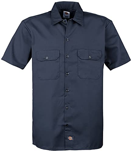 Dickies Herren Regular Fit Freizeit Hemd Shrt/S Work Shirt, Kurzarm, Blau (Navy Blue NV), Gr. XX-Large (Herstellergröße: XXL)